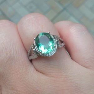 Natural Green Fluorite Ring 925